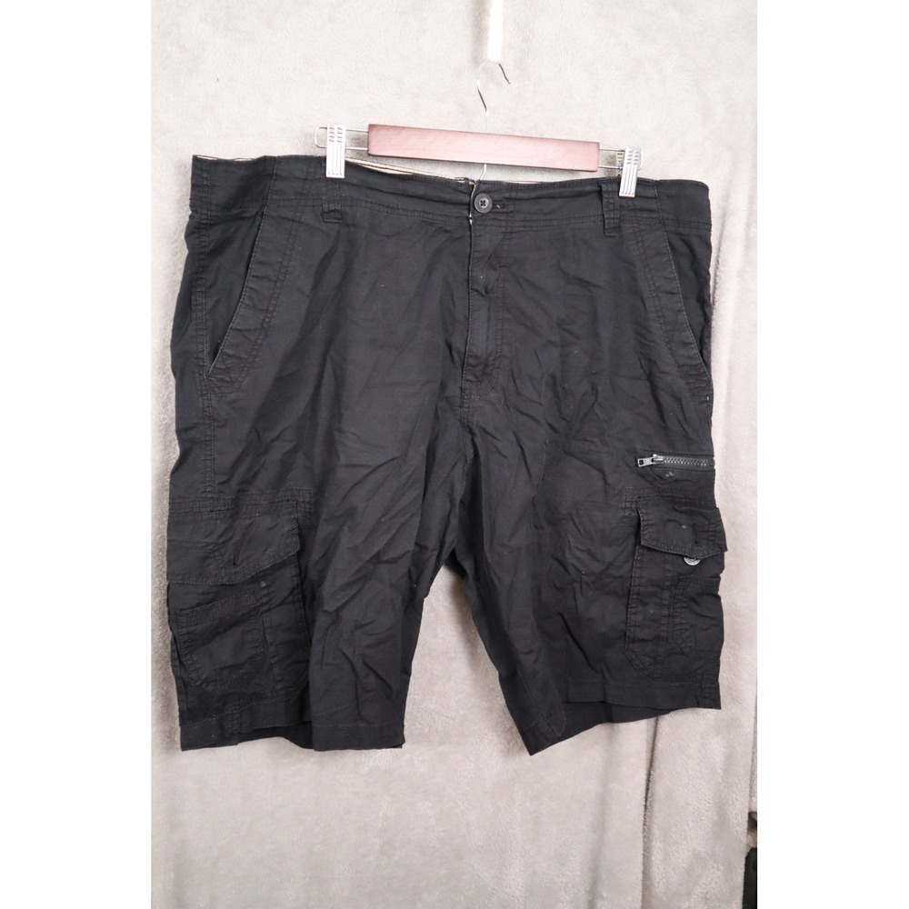 Iron Co Mens Black Cargo Shorts Size 38 Multi Pocket Utility Cotton Blend 973